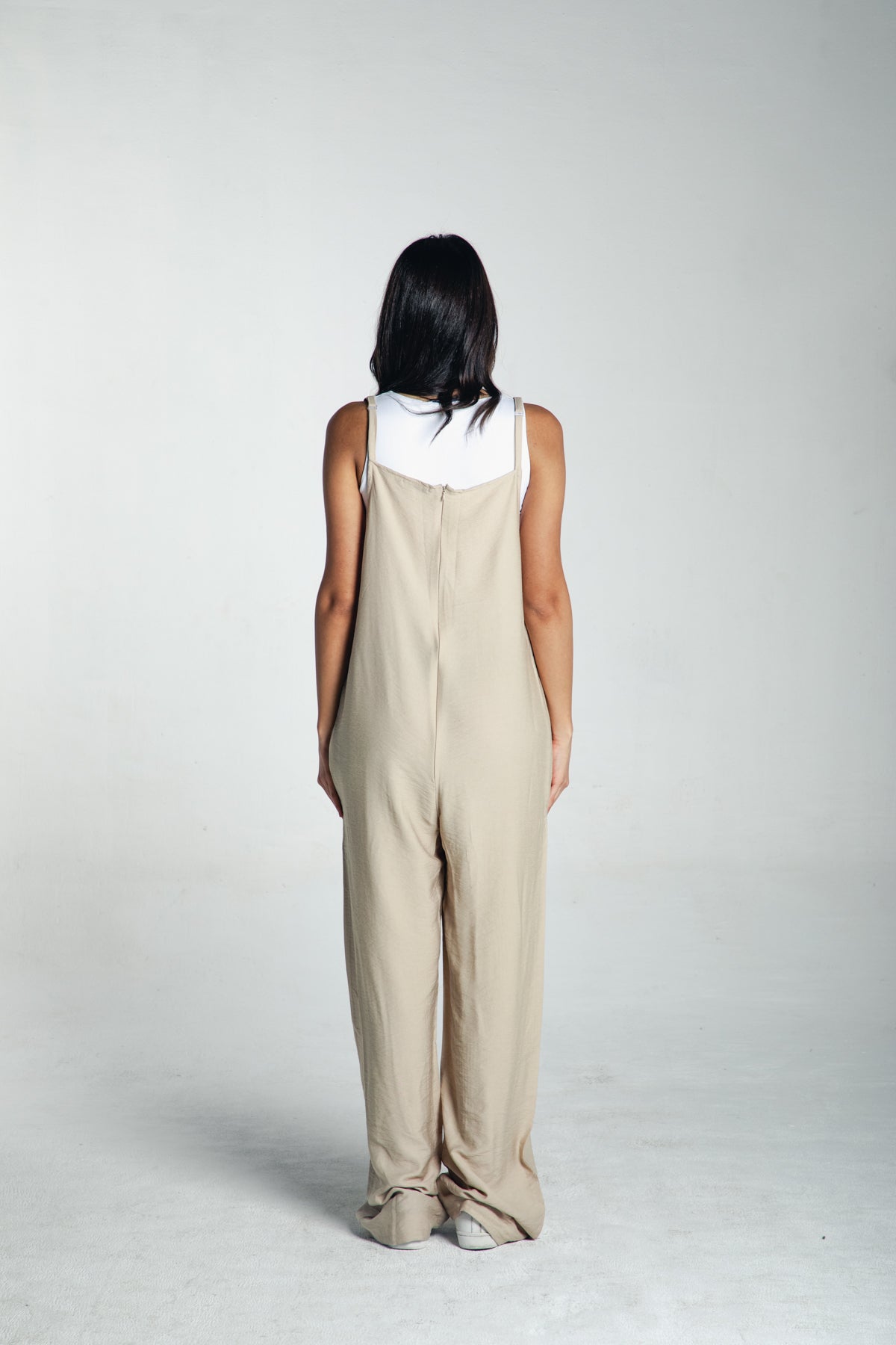 wide leg jumpsuit in beige