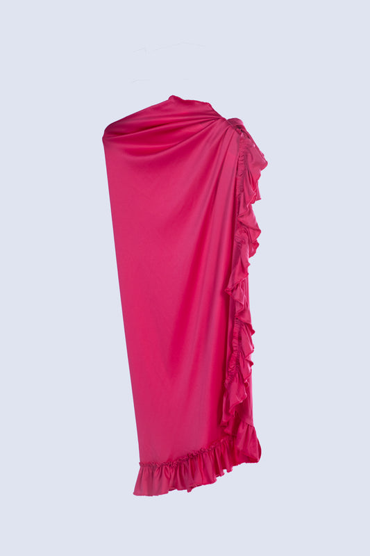 ruffled cover up in pink