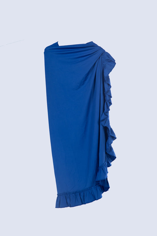ruffled cover up in blue