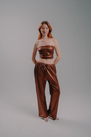 brown disco pants