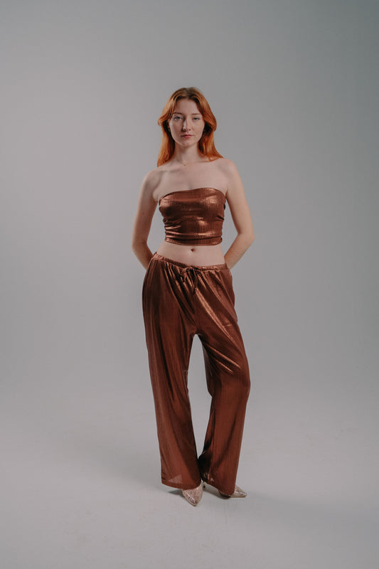 brown disco pants